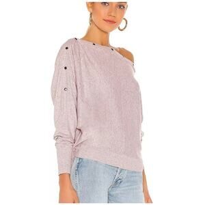 AllSaints Ellie Snap Shoulder Sweater Pink Marl Sz S Longsleeve Top Great!